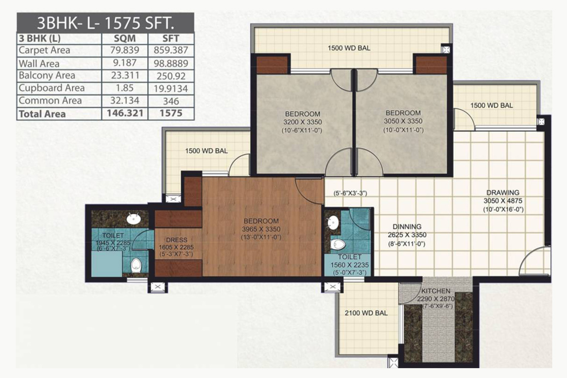 aig royal 3bhk flats floor plan