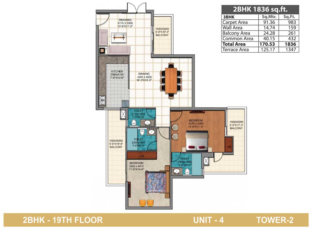 aig royal 3bhk flats floor plan